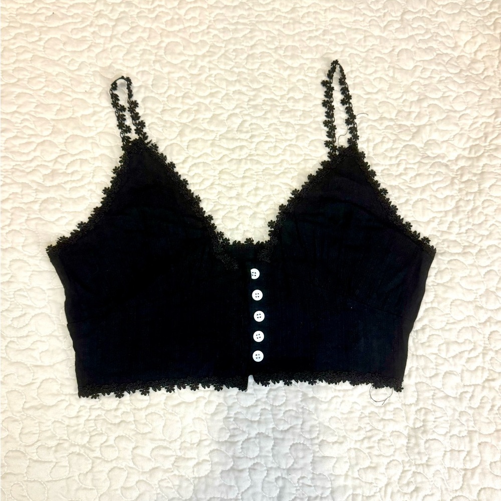 Black cotton crop top